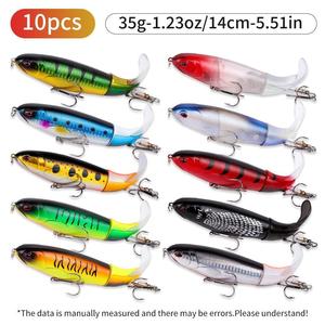 Kit de leurres de pêche en surface, 10 pièces, 35g, 14cm, appâts artificiels durs avec hameçons pour la pêche au bar en eau douce et en eau salée - Product Image 3