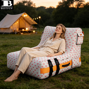 Canapé gonflable automatique de qualité supérieure avec motif cœur, chaise longue de camping avec housse en tissu lavable pour extérieur, patio, plage, camping - Product Image 5