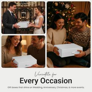 सफेद अतिरिक्त बड़ा लक्जरी चुंबकीय उपहार बॉक्स 42x32x12 सेमी पुनर्नवीनीकरण सामग्री कठोर बक्से आसान असेंबली चुंबकीय - Product Image 5