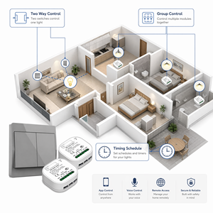 Module de relais intelligent WiFi QICHIP 301-305, RF433 16A <span class=keywords><strong>120V</strong></span>, interrupteur WiFi étanche pour éclairage mural avec application Smart Life - Product Image 5