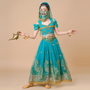 Enfants Cosplay Aladdin princesse <span class=keywords><strong>Jasmine</strong></span> indien Bollywood danse Performance vêtements tenue - Product Image 3