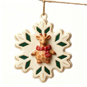 Colgante de Poliresina, Lindo Tigre con Bufanda en una Bastón de Caramelo, Adorno Navideño de Animal de Dibujos Animados para Decoración del Hogar en Navidad - Product Image 2