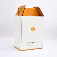 Caja de Cartón Corrugado para Botellas de Vino, Whisky y Vodka con Logotipo Personalizado en Lámina Dorada, Laminación Mate, Troquelada, Blanca, Portátil y Ecológica