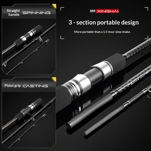 <span class=keywords><strong>Caña</strong></span> de Pescar de Alta <span class=keywords><strong>Calidad</strong></span> MH 1.83/1.91m de 3 Secciones para Slow Jigging, Peso del Señuelo 100g-350g, Portátil, para Pesca en Agua Salada desde Barco - Product Image 5