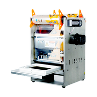 Machine de scellage entièrement automatique pour gobelets, scelleuse de barquettes en plastique, machine d'emballage en aluminium/film pour gobelets à thé au lait, pour le stockage de viande et de légumes