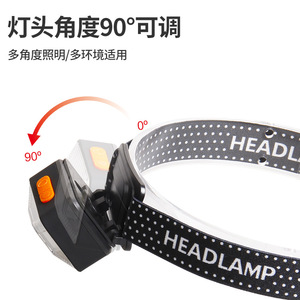 Linterna frontal LED recargable con luz roja para camping al aire libre con diseño de doble interruptor - Product Image 5