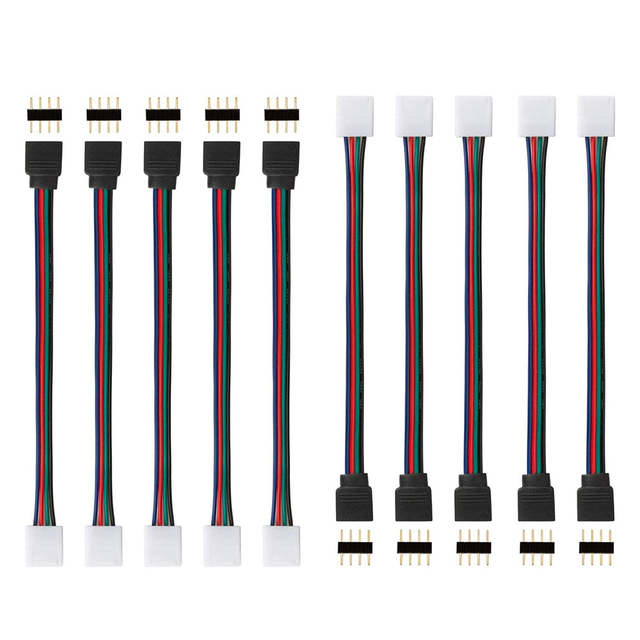 ESann 15CM 4 Pin LED RGB Strip Extension Connector 4P LED Light Jumper Cable Wire LED Controller Connection for SMD 5050 3528