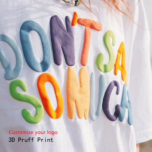 T-shirt OEM 100% coton uni surdimensionné T-shirts pour hommes T-shirts lourds T-shirts personnalisés en mousse avec logo et écran 3D T-shirt imprimé bouffant pour hommes - Product Image 6