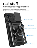 Étui de protection d'appareil photo Camshiled pour Samsung S23 FE S24 Ultra S22 + S21 FE Galaxy S24 Plus Armor Antichoc Hybrid Ring Cover