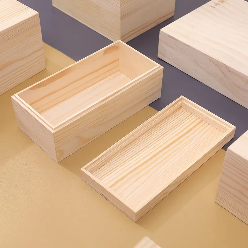 Boîte d'emballage extérieure personnalisable avec Logo, boîte de rangement en bois massif vierge pour produits en bois