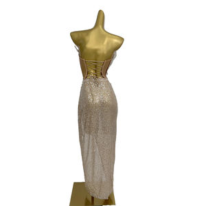 优雅钻石亮片紧身胸衣长裙<span class=keywords><strong>2</strong></span>件套晚礼服派对歌手秀套装女性正式婚礼舞会礼服 - Product Image 4