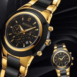 Montres-bracelets pour hommes Besseron, nouveau style, céramique et acier inoxydable, mouvement à quartz japonais Os20 - Product Image 1