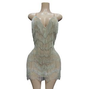 <span class=keywords><strong>Mini</strong></span> Abito Sexy <span class=keywords><strong>in</strong></span> Rete con Strass Scintillanti, Vestito da Sera per <span class=keywords><strong>Donne</strong></span>, Abito per Feste di Compleanno, <span class=keywords><strong>Costume</strong></span> da Palcoscenico per Nightclub - Product Image 3