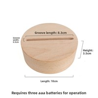 Support d'affichage LED à base carrée en bois alimenté par piles AAA pour usage domestique, design moderne, lumière blanc chaud à intensité variable, lampe de nuit artistique DIY