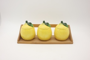 Support à éponge en céramique jaune en forme de <span class=keywords><strong>citron</strong></span> pour évier de cuisine, organiseur de récipients à vaisselle en forme de fruit 3D, 11x11x9cm - Product Image 2