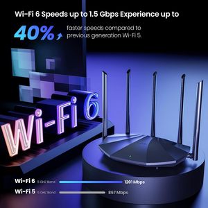 Enrutador Tenda WiFi 6 para el hogar, enrutador Gigabit de doble banda <span class=keywords><strong>AX1500</strong></span> Cobertura de largo alcance con antenas de alta ganancia de 5 * 6dBi - Product Image 6