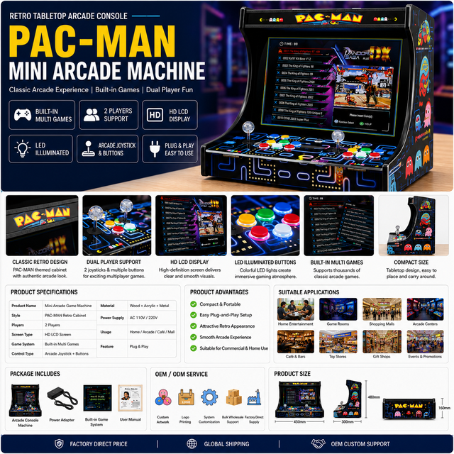 Bartop Arcade Machine 22 Inch LCD Pandora Box DX 3000 Classic Retro Games Tabletop Arcade Cabinet for Family Recreation Center