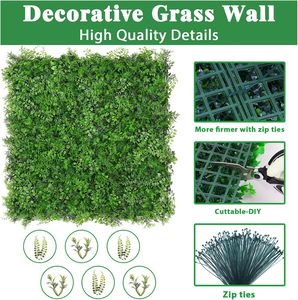 Panneaux muraux en plastique pour gazon artificiel 50x50cm, haie de buis artificielle, écran <span class=keywords><strong>d</strong></span>'intimité, protection UV, toile de fond végétale pour <span class=keywords><strong>jardin</strong></span> - Product Image 2