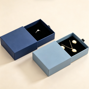 Boîte d'emballage de luxe pour bijoux avec tiroir coulissant, boîte rigide en papier avec doublure en velours pour l'emballage de bagues de mariage et de pendentifs - Product Image 5