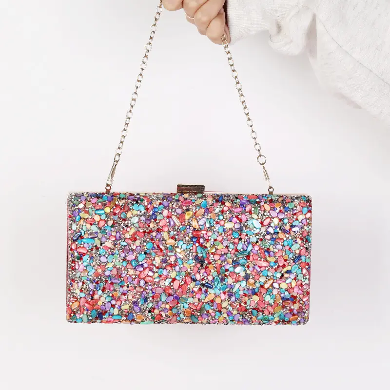 Yeni moda fabrika kristal baskı Dazzle kozmetik akşam boncuklu cüzdan cep telefonu cüzdanı takı cüzdan akşam çanta