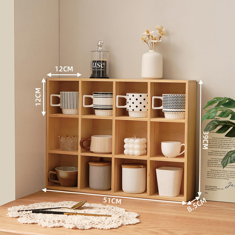 Large 12-square grid in natural wood color