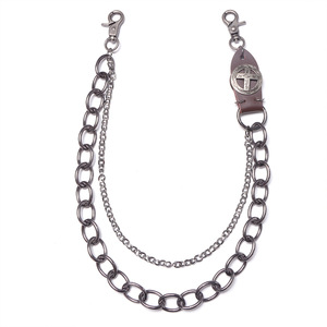 Vintage Leather <b>Cross</b> Trouser <b>Chain</b> Double Layered Chunky Metal Industrial Streetwear Waist <b>Chain</b> Hip Hop Style Daily Wear - Product Image 5
