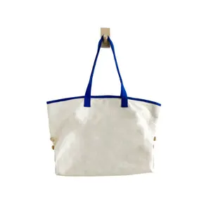 Minimalist beach bags candy color handle handbags high quality preppy style canvas bags for girls