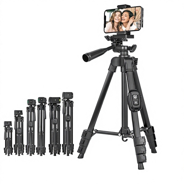 YunJing YJ2100 Aluminum Alloy Lightweight Convenient Tripod for Mirrorless Camera Phone Live-streaming with Floor-standing Stand