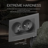 Prise murale double française 2P+T 16A 250V de type EU, série de cadres en verre trempé MEZEEN, vente chaude