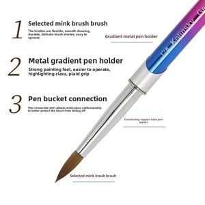Kolinsky Acrylic Nail <b>Brush</b> Custom Logo Real Sable Hair Gold Metal Handle <b>Round</b> Manicure Salon Building Painting Nail Art Tool - Product Image 3