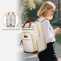 Sac à dos pour ordinateur portable pour femmes enseignantes, compartiment à lunch amovible, poches organisées, cuir synthétique en microfibre