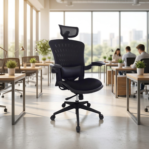 Ergonomic Mesh Office <b>Chair</b> Adjustable Armrest Headrest Tilt Mechanism Lumbar <b>Support</b> Metal Base-Modern Design for Home/Office - Product Image 1