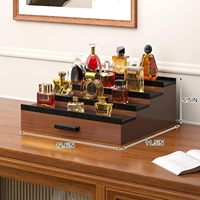 Organisateur de Cologne à 3 Tiroirs en Bois avec Compartiment Caché, Présentoir à Parfums, Rangement pour Épices, Style Américain Marron