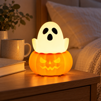 Halloween Geister-Kürbis LED-Nachtlicht USB-C Wiederaufladbare Tippsteuerbare Lampe mit Individuellem Logo für Feiertagsgeschenke