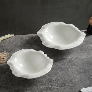 Assiette en porcelaine Beidou Star, assiette à soupe, assiette creuse de cuisine, style nordique haut de gamme, motif uni, assiette de service de forme irrégulière - Product Image 4