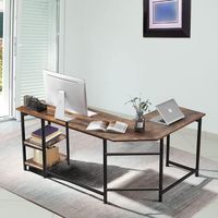 Bureau d'angle convertible moderne en forme de L avec armoire de rangement durable, poste de travail pour la maison ou le bureau