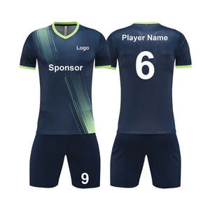 Conjunto de camiseta de fútbol con logo personalizado, traje de fútbol con cuello en V para hombre, de secado rápido, transpirable, de alta calidad, para entrenamiento de equipo. - Product Image 1