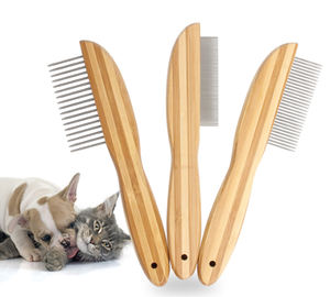 Easy-Pets Pettine Certificato in Acciaio Inox e Legno di Bambù per Pulizia di Pulci e Pidocchi Modello EPB0001 per Cani e Gatti - Product Image 1