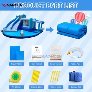 <span class=keywords><strong>Casa</strong></span> de Brinco Inflable 7 en 1 para Niños, Tobogán Acuático, Toboganes Dobles, Pared de Escalada, Piscina de Pelotas, Rociador de Agua, Soplador de 550W - Product Image 5