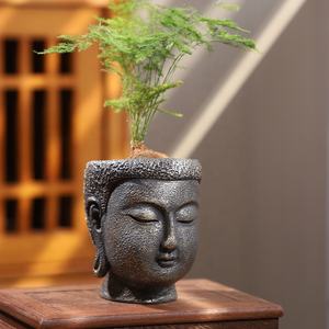 <span class=keywords><strong>Pot</strong></span> <span class=keywords><strong>de</strong></span> <span class=keywords><strong>fleur</strong></span> vintage en résine, tête <span class=keywords><strong>de</strong></span> <span class=keywords><strong>bouddha</strong></span>, décoration d'intérieur et d'extérieur, pour plantes succulentes - Product Image 4