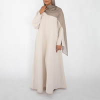 Fabricant d'Abayas en Lin Crème Personnalisées, Vente en Gros, Robe Simple Texturée pour Femmes Musulmanes, Qualité Boutique, Vêtements Islamiques, Usine OEM