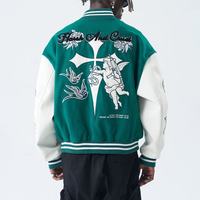 Veste bomber en laine personnalisée avec broderie de votre logo sur le devant, style hip-hop, col roulé, doublure en polaire, unisexe, pour hommes