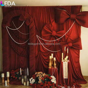 LEDA Wedding Decor Custom Size Stylish Classic <b>Red</b> Fabric <b>Bow</b> For Event Backdrop - Product Image 1