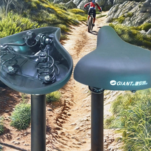 Nouvelle selle de vélo longue et large en mousse avec base en acier et revêtement en cuir PU, selle de vélo <span class=keywords><strong>banane</strong></span> pour <span class=keywords><strong>VTT</strong></span>, caractéristiques de ventilation - Product Image 2