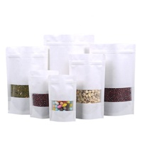 Chine pochettes de support en papier kraft blanc de haute qualité Type de fenêtre à fermeture éclair doublure en feuille d'aluminium fenêtre en plastique PET/PE/BOPP