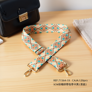 Sangle en toile à carreaux de 5 cm, couleur kaki, avec crochets métalliques pour sac à main - Product Image 2