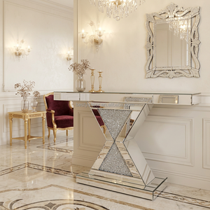 Crushed Diamond Consle <strong>Table</strong> Mirrored Furniture Crystal <strong>Console</strong> <strong>Table</strong> Entryway Decor Furniture Living Room Hallway <strong>Corner</strong> <strong>Table</strong> - Product Image 1