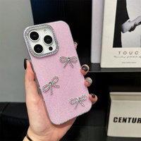 Creative Glitter Bling 3D Bow Strass Téléphone étui pour iphone 17 16 15 14 13 12 Pro Mignon Diamant Antichoc Couverture de Téléphone Portable