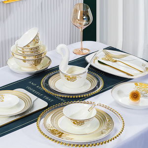 2025 American Style Jingdezhen Ceramic Tableware Dishes Plate Bone China Dinnerware Porcelain Bowl Combination Dinnerware <b>Set</b> - Product Image 4