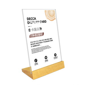 Wood Base Acrylic Stand Acrylic Sign Standing Sign Poster Acrylic Greeting <strong>Card</strong> Display Wooden Base <strong>Table</strong> <strong>Card</strong> - Product Image 2